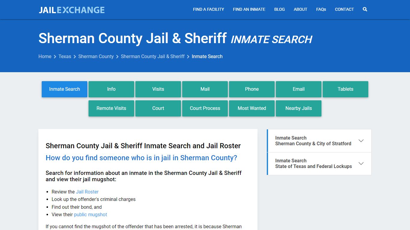 Sherman County Jail & Sheriff Inmate Search - Jail Exchange